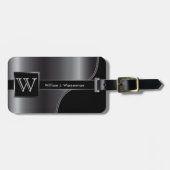 Graustahl-Maskuline Monogram-Führungskraft Gepäckanhänger (Vorderseite horizontal)