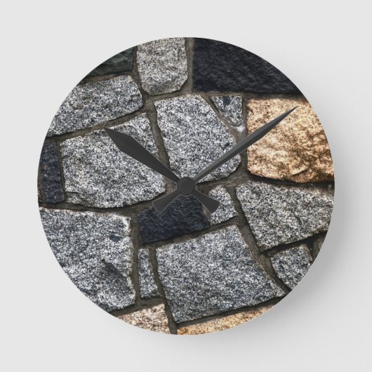 Grausteine Texturierte Wand Runde Wanduhr (Vorderseite)