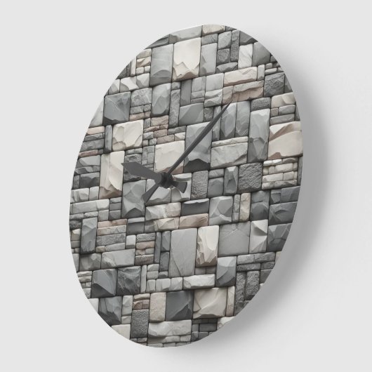 Grausteinziegel mit brauner Textur Große Wanduhr (Winkel)
