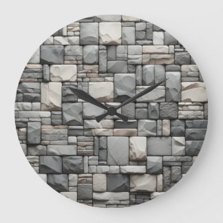Grausteinziegel mit brauner Textur Große Wanduhr