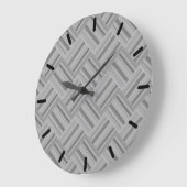 Graustreifen diagonales Webmuster Große Wanduhr (Winkel)