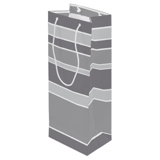 Graustreifen Geschenktüte Für Weinflaschen (Rückseite Schrägansicht)