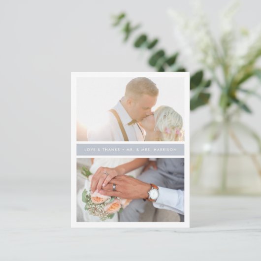 Graustreifen | Hochzeitsszenario Foto Vielen Dank Postkarte (Stehend Vorderseite)