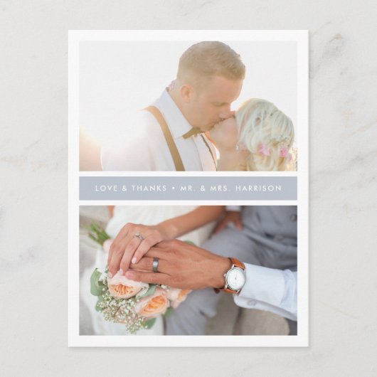 Graustreifen | Hochzeitsszenario Foto Vielen Dank Postkarte (Vorderseite)