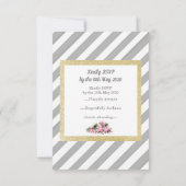 Graustreifen mit floraler Goldkarte des Glitzer RSVP Karte (Rückseite)