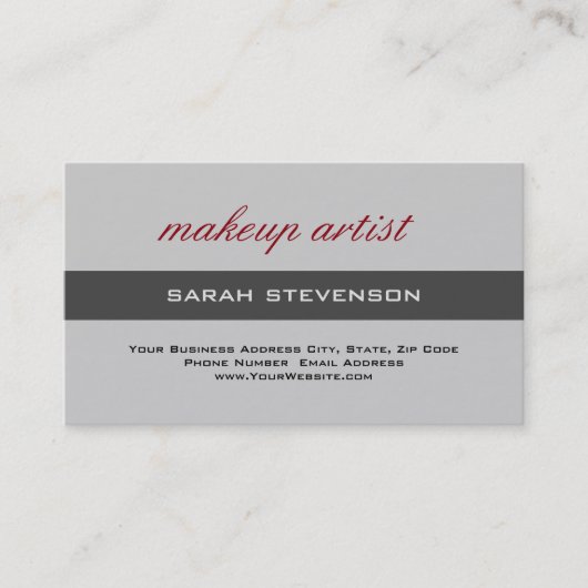 Graustreifen Moderner Schlichter Makeup-Künstler Visitenkarte (Vorderseite)