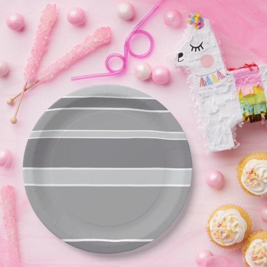 Graustreifen Pappteller (Party)