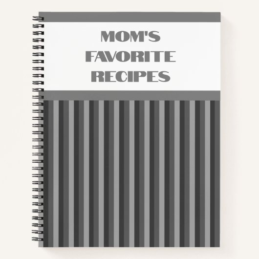 Graustreifen-Spiralrezeptur-Notebook Notizblock (Vorderseite)