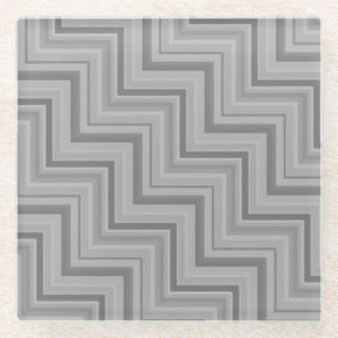 Graustreifen Treppenmuster Glasuntersetzer
