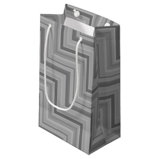 Graustreifen Treppenmuster Kleine Geschenktüte (Vorderseite Schrägansicht)