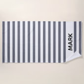 Graustreifen und Weiß Personalisiert Strandtuch (Vorderseite)