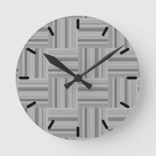 Graustreifen-Webmuster Runde Wanduhr