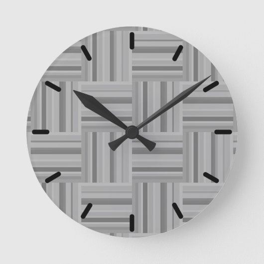 Graustreifen-Webmuster Runde Wanduhr (Vorderseite)
