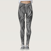 Graustufen Abstract Swirre Streifen Leggings (Vorderseite)