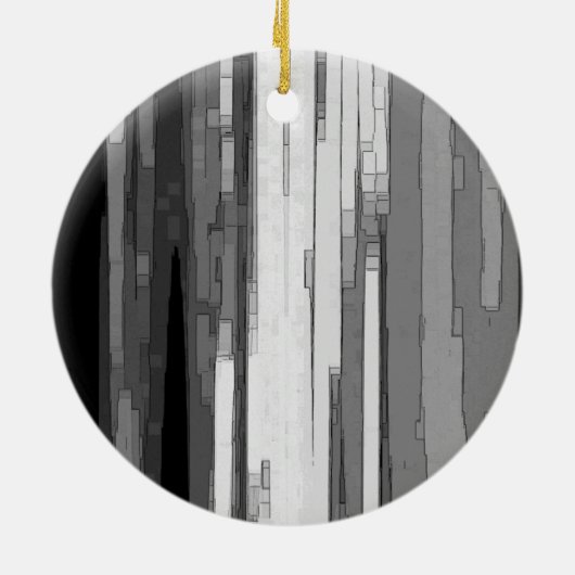 Graustufen-Abstrakte B&W Art Keramik Ornament (Hinten)