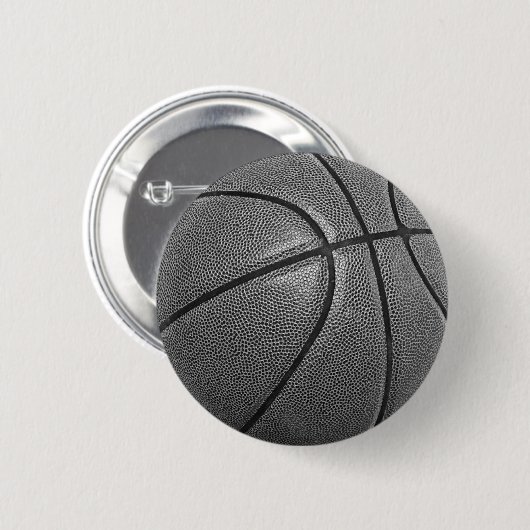 Graustufen Basketball Pinback Buttons (Vorne & Hinten)