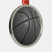 Graustufen-Basketball Silbernes Ornament (Rechts)