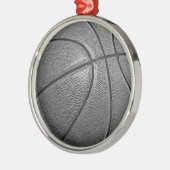 Graustufen-Basketball Silbernes Ornament (Links)