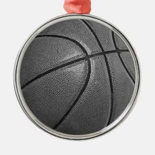 Graustufen-Basketball Silbernes Ornament