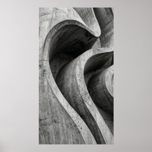 Graustufen-Betonkurvenposter Poster (Vorne)