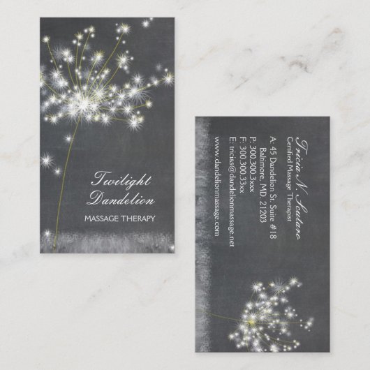 Graustufen-Dandelion-Massagetherapie Visitenkarte (Vorne/Hinten)