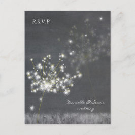 Graustufen-Dandelions Wedding RSVP Einladungspostkarte