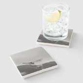 Graustufen-Dragonfly auf Stone-Untersetzer Steinuntersetzer (Seitenansicht)