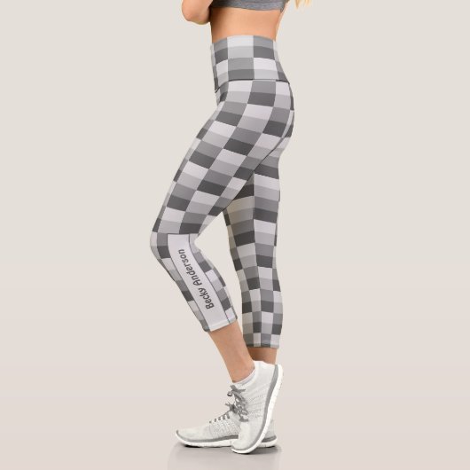 Graustufen-Farbblöcke Capri Leggings (Links)