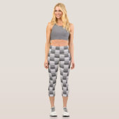Graustufen-Farbblöcke Capri Leggings (Vorderseite)
