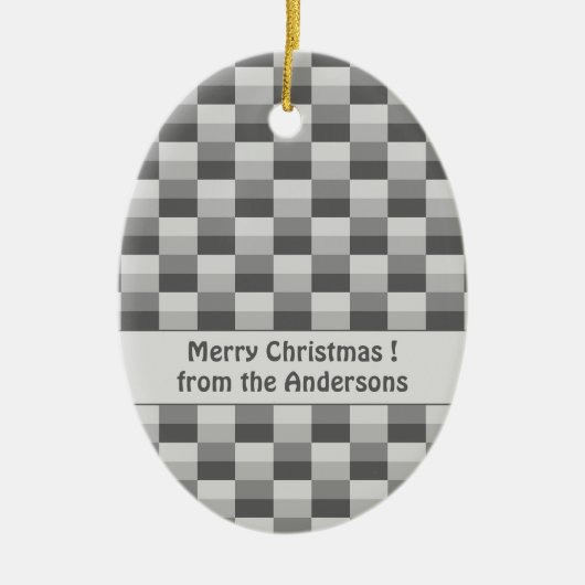 Graustufen-Farbblöcke Keramik Ornament (Vorne)