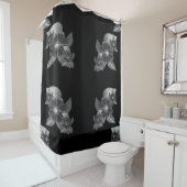 Graustufen-Floral Duschvorhang (Beispiel)
