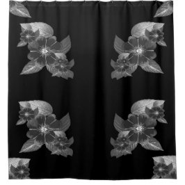 Graustufen-Floral Duschvorhang