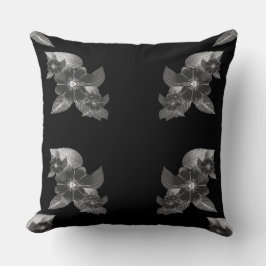 Graustufen-Floral Kissen