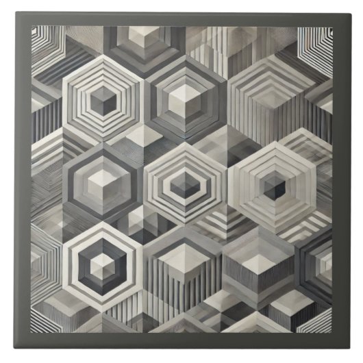 Graustufen-Geometrie Fliese (Vorderseite)