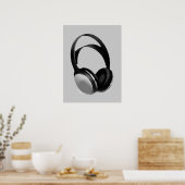 Graustufen Headphone Pop Art Poster Print (Küche)
