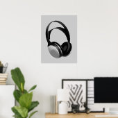 Graustufen Headphone Pop Art Poster Print (Heimbüro)