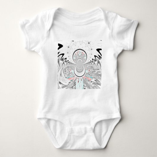 Graustufen Kaleidoskop Art Print Baby Strampler (Vorderseite)