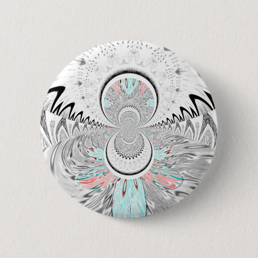 Graustufen Kaleidoskop Art Print Button (Vorderseite)