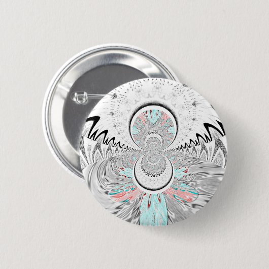 Graustufen Kaleidoskop Art Print Button (Vorne & Hinten)