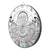 Graustufen Kaleidoskop Art Print Dartscheibe (Vorderseite rechts)