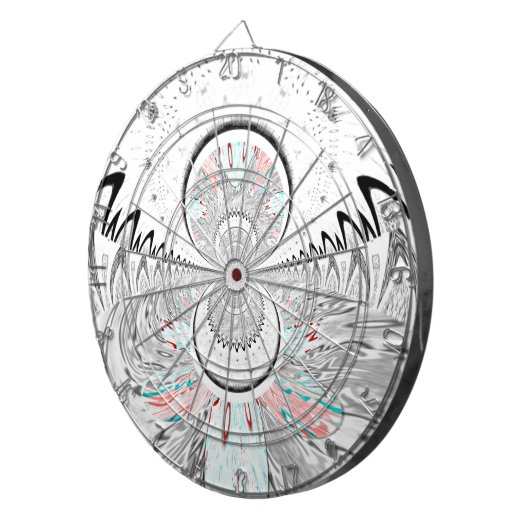 Graustufen Kaleidoskop Art Print Dartscheibe (Vorderseite rechts)