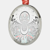 Graustufen Kaleidoskop Art Print Silbernes Ornament (Links)