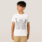 Graustufen Kaleidoskop Art Print T-Shirt (Vorne ganz)