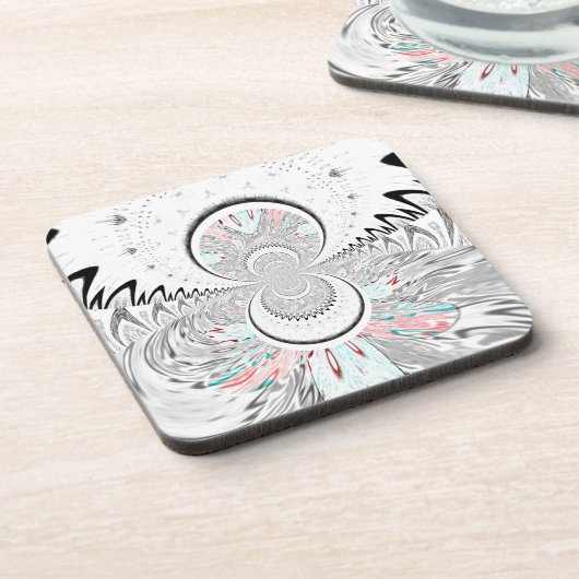 Graustufen Kaleidoskop Art Print Untersetzer (Linke Seite)