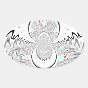 Graustufen-Kaleidoskop-Kunstausdruck Ovaler Aufkleber