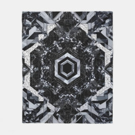 Graustufen-Kristall: Geometrisches Hexagon H-116 Fleecedecke