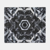 Graustufen-Kristall: Geometrisches Hexagon H-116 Fleecedecke (Vorderseite (Horizontal))