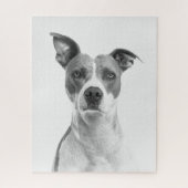 Graustufen-Kurzer Hufhund in Schwarz/Weiß Puzzle (Vertikal)