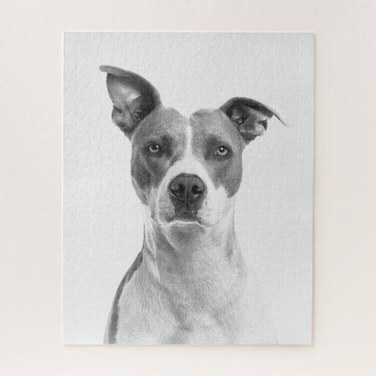 Graustufen-Kurzer Hufhund in Schwarz/Weiß Puzzle (Vertikal)