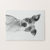 Graustufen-Kurzer Hufhund in Schwarz/Weiß Puzzle (Horizontal)